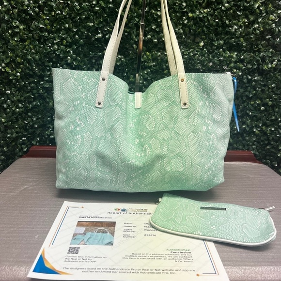 Tiffany & Co. Reversible Snakeskin Print Suede Tote - Picture 3 of 12